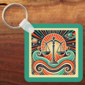 Libra Zodiac Schlüsselanhänger Retro Design (Vorderseite)