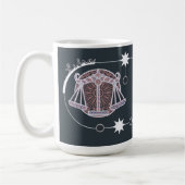 Libra Zodiac Sign Astrologie Mandala Gray White Kaffeetasse (Links)