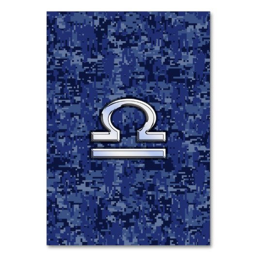 Libra Zodiac Sign auf blauer digitaler Camouflage Tischnummer (Vorderseite)