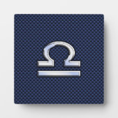Libra Zodiac Sign auf Blue Carbon Fibre Style Fotoplatte (Vorderseite)