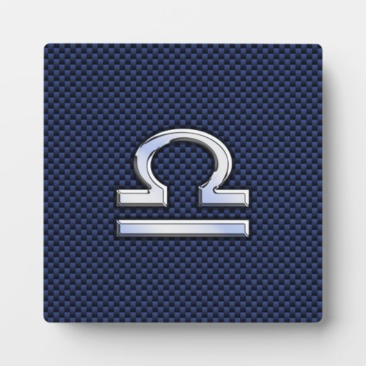 Libra Zodiac Sign auf Blue Carbon Fibre Style Fotoplatte (Vorderseite)