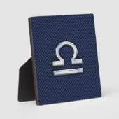 Libra Zodiac Sign auf Blue Carbon Fibre Style Fotoplatte (Vorderseite)