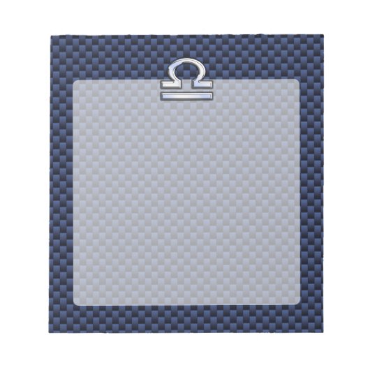 Libra Zodiac Sign auf Blue Carbon Fibre Style Notizblock (Vorderseite)