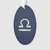 Libra Zodiac Sign auf Blue Carbon Fibre Style Ornament (Vorderseite)