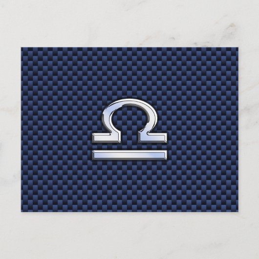 Libra Zodiac Sign auf Blue Carbon Fibre Style Postkarte (Vorderseite)