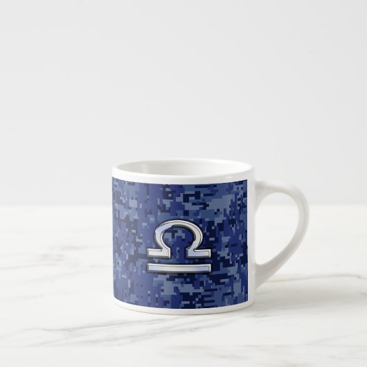 Libra Zodiac Sign auf Blue Digital Camouflage Espressotasse (Rechts)