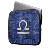 Libra Zodiac Sign auf Blue Digital Camouflage Laptopschutzhülle (Vorderseite Links)