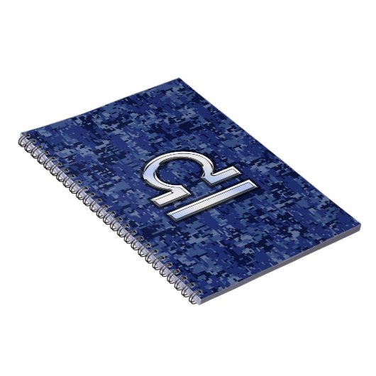 Libra Zodiac Sign auf Blue Digital Camouflage Notizblock (Rechte Seite)