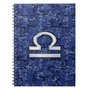 Libra Zodiac Sign auf Blue Digital Camouflage Notizblock