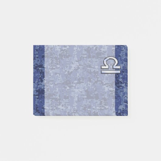 Libra Zodiac Sign auf Blue Digital Camouflage Post-it Klebezettel (Vorderseite)