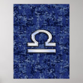 Libra Zodiac Sign auf Blue Digital Camouflage Poster (Vorne)