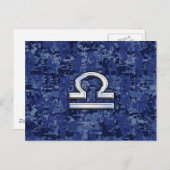 Libra Zodiac Sign auf Blue Digital Camouflage Postkarte (Vorne/Hinten)