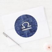 Libra Zodiac Sign auf Blue Digital Camouflage Runder Aufkleber (Umschlag)
