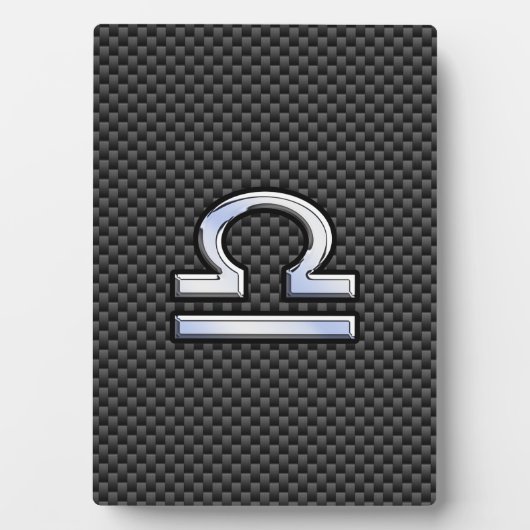 Libra Zodiac Sign auf Carbon Fiber Style Fotoplatte (Vorderseite)