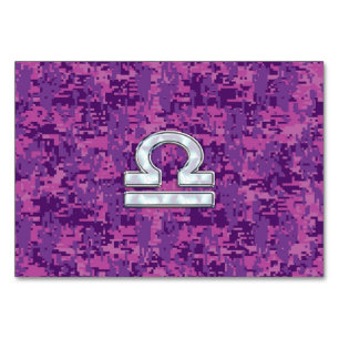 Libra Zodiac Sign auf Fuchsia Digital Camouflage Tischnummer