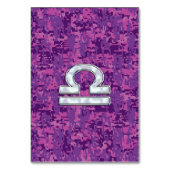 Libra Zodiac Sign auf Fuchsia Digital Camouflage Tischnummer (Vorderseite)