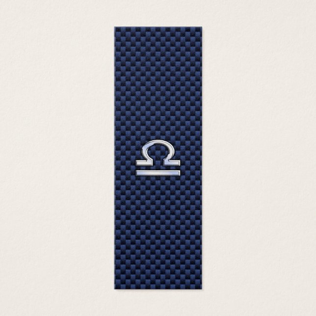 Libra Zodiac Sign auf Navy Blue Carbon Fibre (Vorderseite)