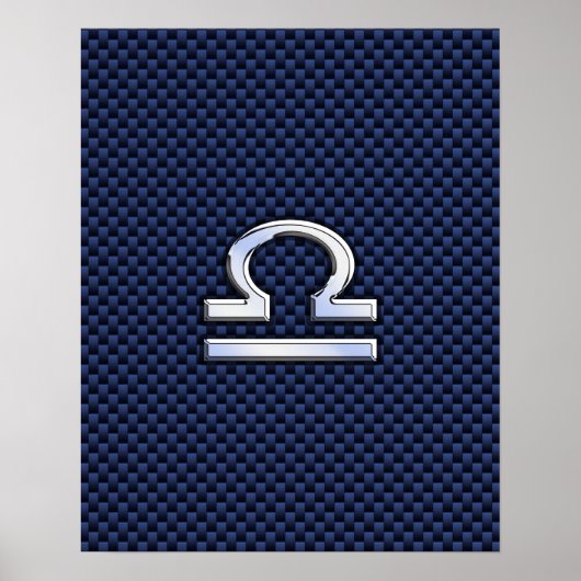 Libra Zodiac Sign auf Navy Blue Carbon Fibre Poster (Vorne)