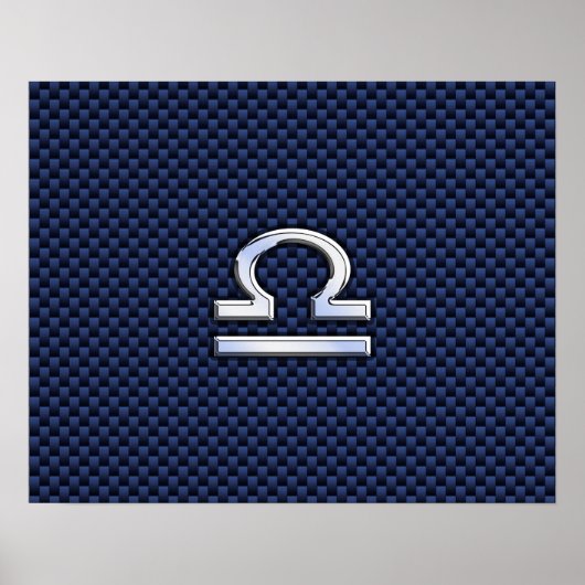 Libra Zodiac Sign auf Navy Blue Carbon Fibre Poster (Vorne)