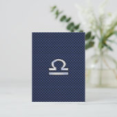 Libra Zodiac Sign auf Navy Blue Carbon Fibre Postkarte (Stehend Vorderseite)