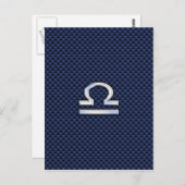 Libra Zodiac Sign auf Navy Blue Carbon Fibre Postkarte (Vorne/Hinten)