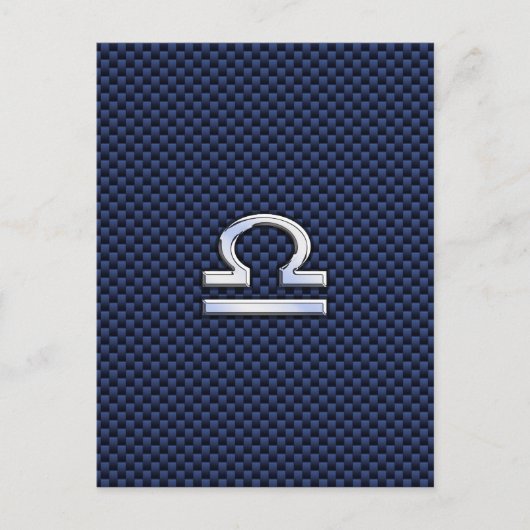 Libra Zodiac Sign auf Navy Blue Carbon Fibre Postkarte (Vorderseite)