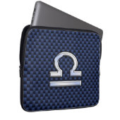 Libra Zodiac Sign auf Navy Carbon Fiber Style Laptopschutzhülle (Vorne Rechts)