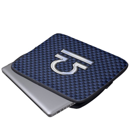 Libra Zodiac Sign auf Navy Carbon Fiber Style Laptopschutzhülle (Vorne Knopf)