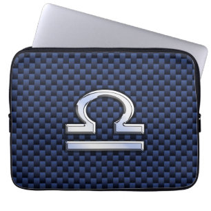 Libra Zodiac Sign auf Navy Carbon Fiber Style Laptopschutzhülle