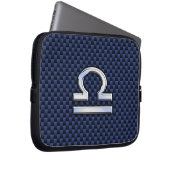 Libra Zodiac Sign auf Navy Carbon Fiber Style Laptopschutzhülle (Vorne Rechts)