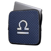 Libra Zodiac Sign auf Navy Carbon Fiber Style Laptopschutzhülle (Vorderseite Links)