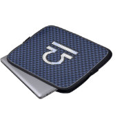 Libra Zodiac Sign auf Navy Carbon Fiber Style Laptopschutzhülle (Vorne Knopf)