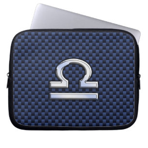 Libra Zodiac Sign auf Navy Carbon Fiber Style Laptopschutzhülle