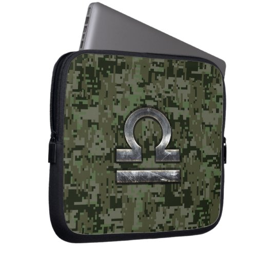 Libra Zodiac Sign auf olivengrüne digitale Camoufl Laptopschutzhülle (Vorne Rechts)