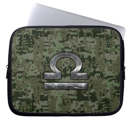 Libra Zodiac Sign auf olivengrüne digitale Camoufl Laptopschutzhülle (Vorderseite)