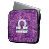 Libra Zodiac Sign auf Pink Digital Camouflage Laptopschutzhülle (Vorderseite Links)