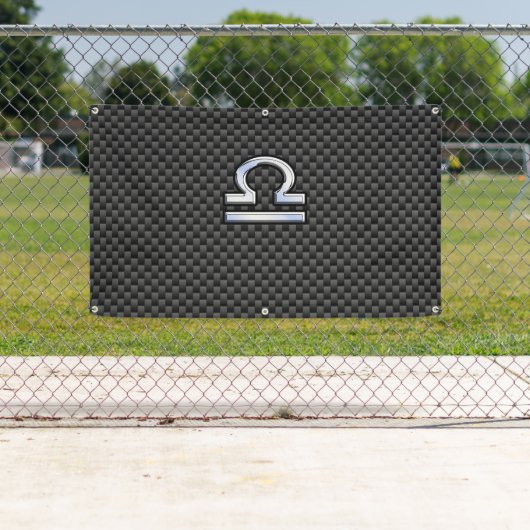 Libra Zodiac Sign auf schwarzen Karbon Fibre Print Banner (Insitu)