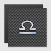 Libra Zodiac Sign auf schwarzen Karbon Fibre Print Magnetkarte (Vorne/Hinten)
