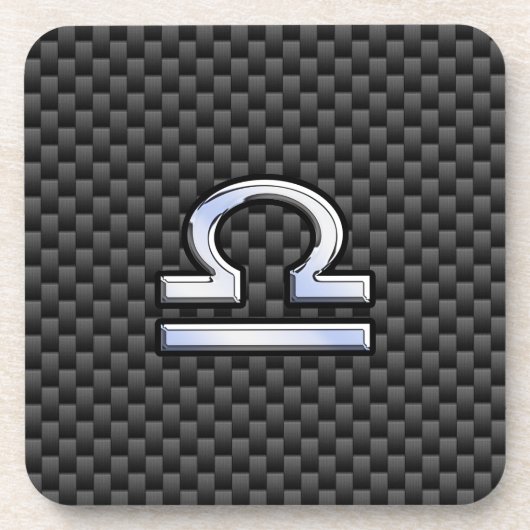 Libra Zodiac Sign auf schwarzen Karbon Fibre Print Untersetzer (Vorderseite)