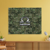 Libra Zodiac Sign auf Woodland Green digitale Camo Leinwanddruck (Insitu (Wohnzimmer))
