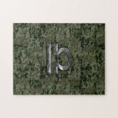 Libra Zodiac Sign auf Woodland Green digitale Camo Puzzle (Horizontal)