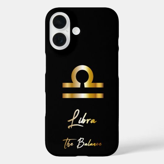 Libra Zodiac Sign, Black & Gold Case-Mate iPhone Hülle (Rückseite)