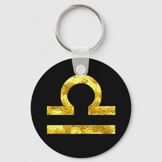 Libra Zodiac Sign Black Gold Symbol Schlüsselanhänger (Vorderseite)