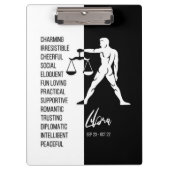Libra Zodiac Sign Black & White Clipboard Klemmbrett (Vorderseite)
