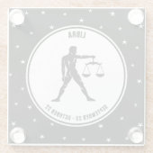 Libra Zodiac Sign, Black & White Glass Untersetzer (Rückseite)