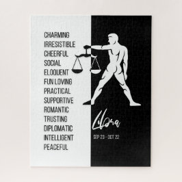 Libra Zodiac Sign, Black & White Jigsaw Puzzle