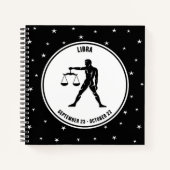 Libra Zodiac Sign, Black & White Notebook Notizblock (Vorderseite)