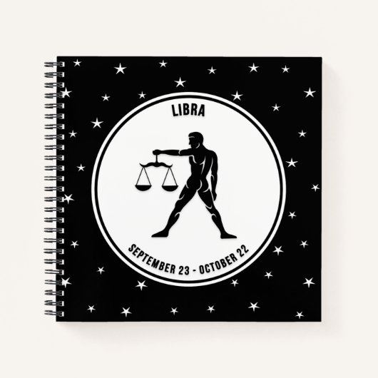 Libra Zodiac Sign, Black & White Notebook Notizblock (Vorderseite)