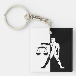 Libra Zodiac Sign, Black & White Schlüsselanhäng Schlüsselanhänger