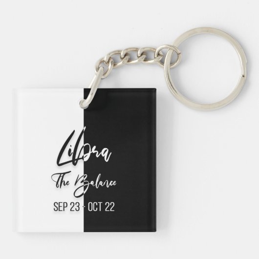 Libra Zodiac Sign, Black & White Schlüsselanhänger (Rückseite)